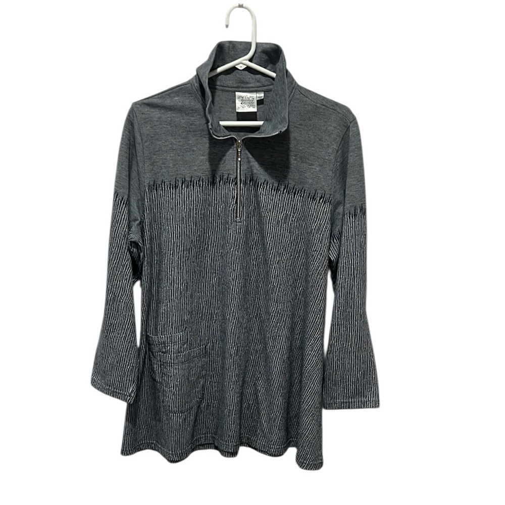 Parsley & Sage blue and white 1/4 zip mock neck long sleeve tunic XL